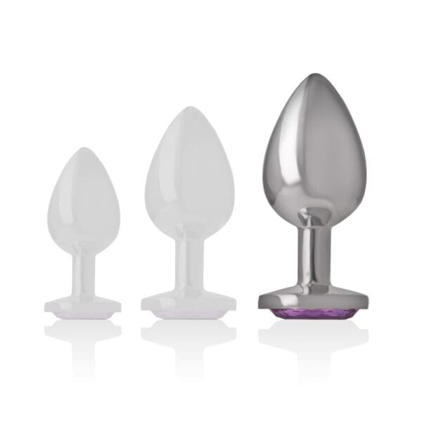 INTENSE - ALUMINUM METAL ANAL PLUG WITH VIOLET CRYSTAL SIZE L 6
